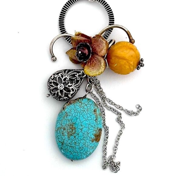 2 chains with circle pendant 3 interchangeable hook gemstone beaded pendants - Picture 10 of 13